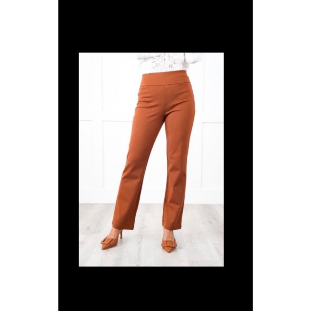 Brown Pants womens SMALL Dear Scarlett pants rust elastic waist dress casual NEW